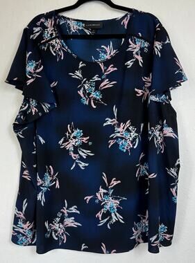 Lane Bryant Blue Short Sleeve Blouse Women's 28